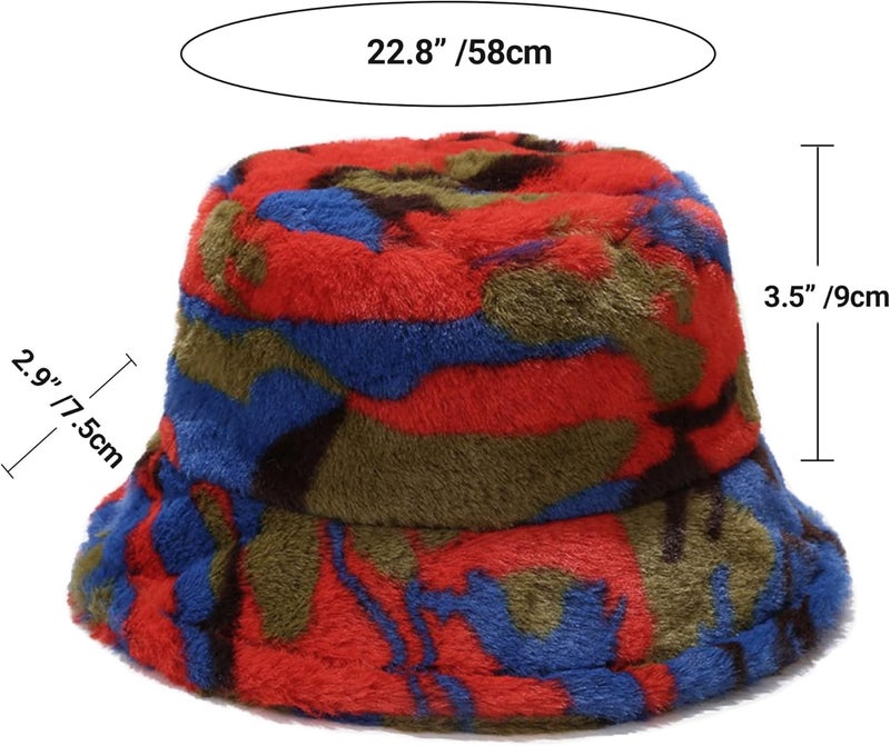 Umeepar Winter Faux Fur Fuzzy Bucket Hat Fluffy Warm Hat for Women Men - Image 5